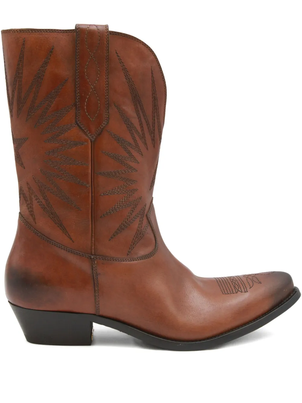 Golden Goose star-embroidered leather boots Brown