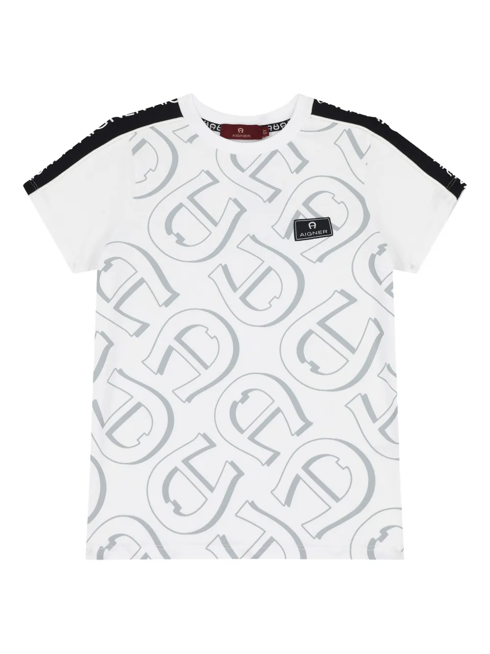Aigner Kids logo-print panelled T-shirt Wit