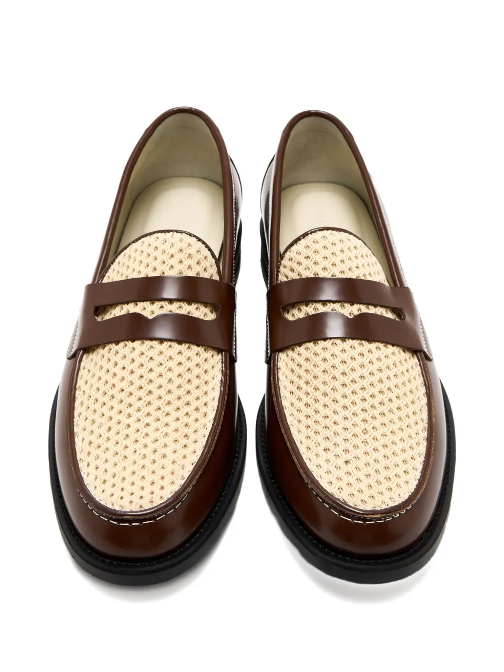 DUKE & DEXTER woven-panels leather loafers - Bruin