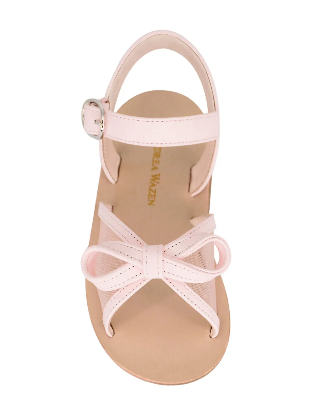 Andrea Wazen Kay Mini bow-embellished sandals Pink