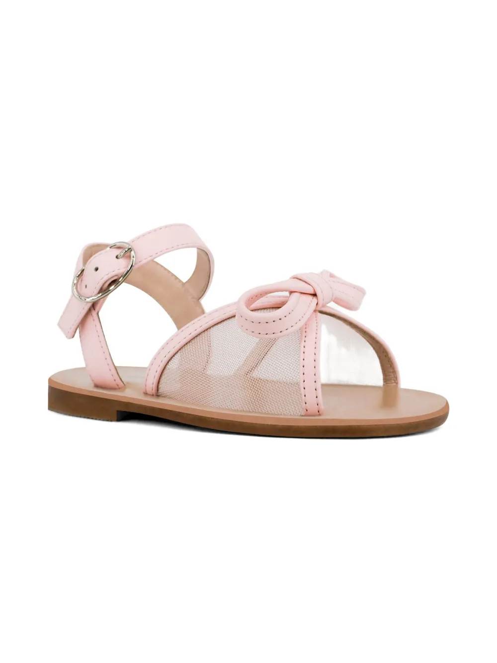 Andrea Wazen Kay Mini bow-embellished sandals Pink