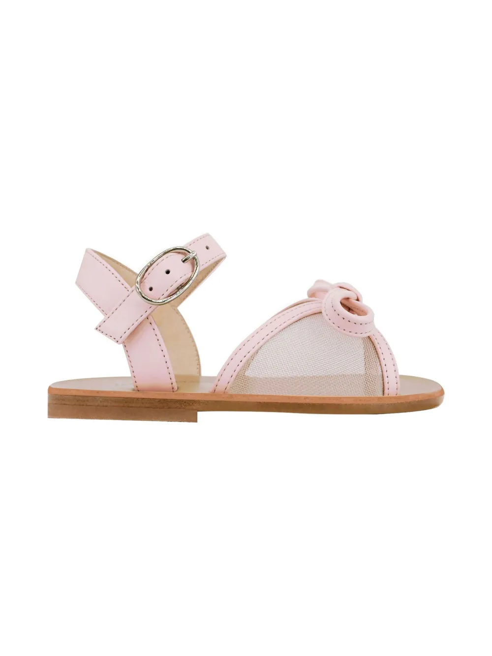 Andrea Wazen Kay Mini bow-embellished sandals Pink