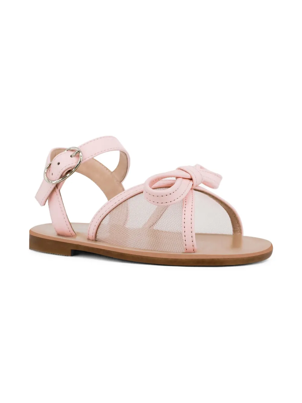 Andrea Wazen Kay Mini bow-embellished sandals Pink
