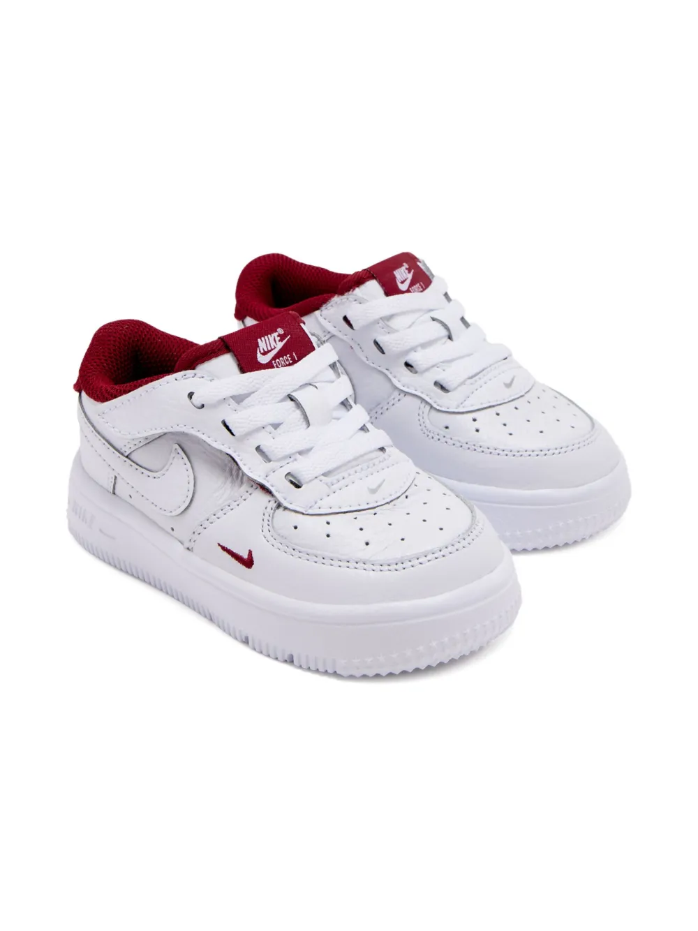 Nike Kids Air Force 1 Low LV8 EasyOn leather-patch sneakers White