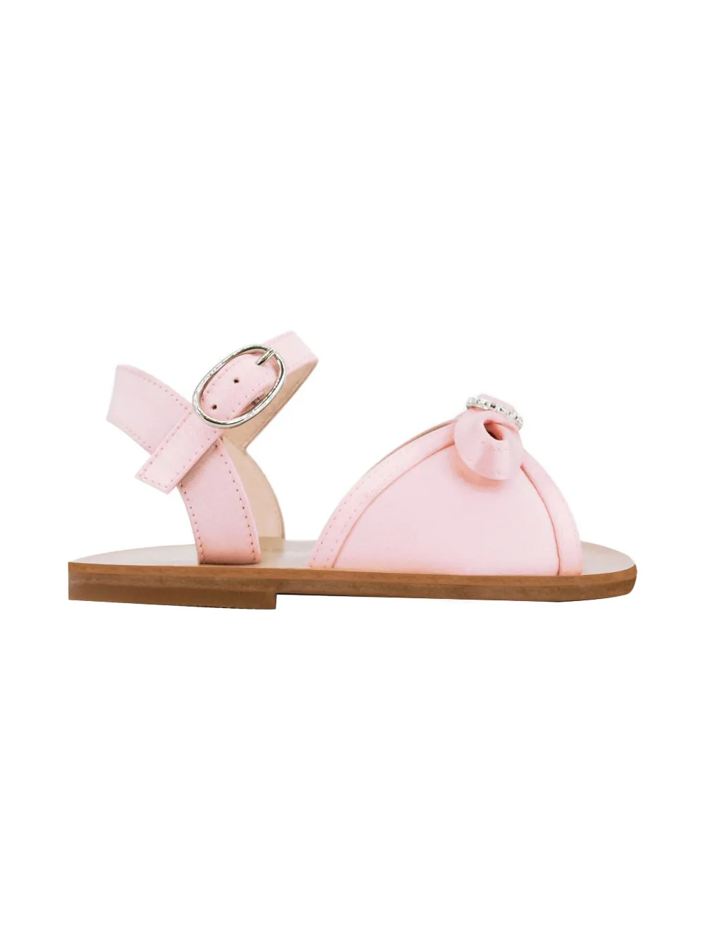 Andrea Wazen Amira Mini bow-embellished buckle sandals Pink