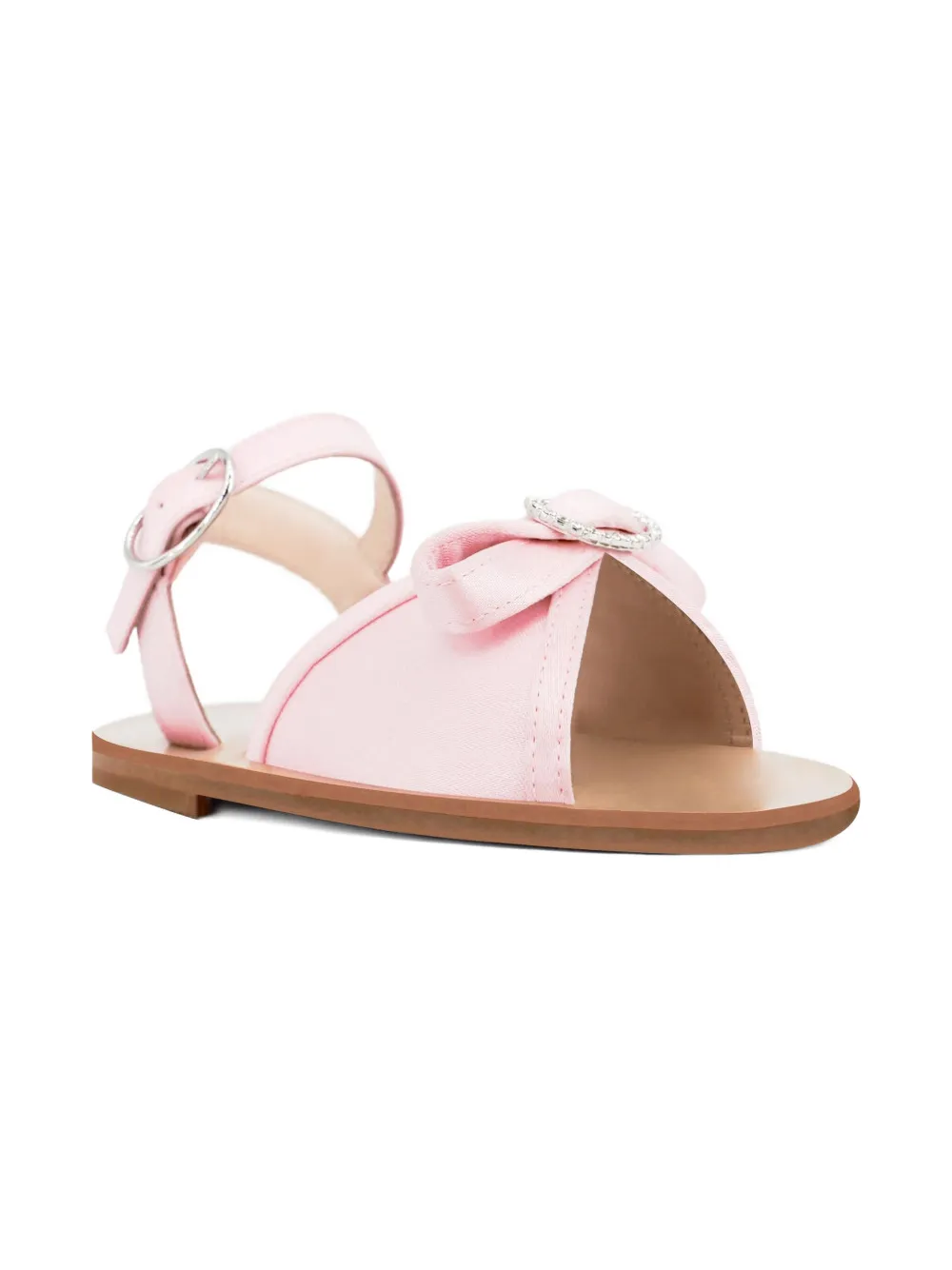 Andrea Wazen Amira Mini bow-embellished buckle sandals Pink