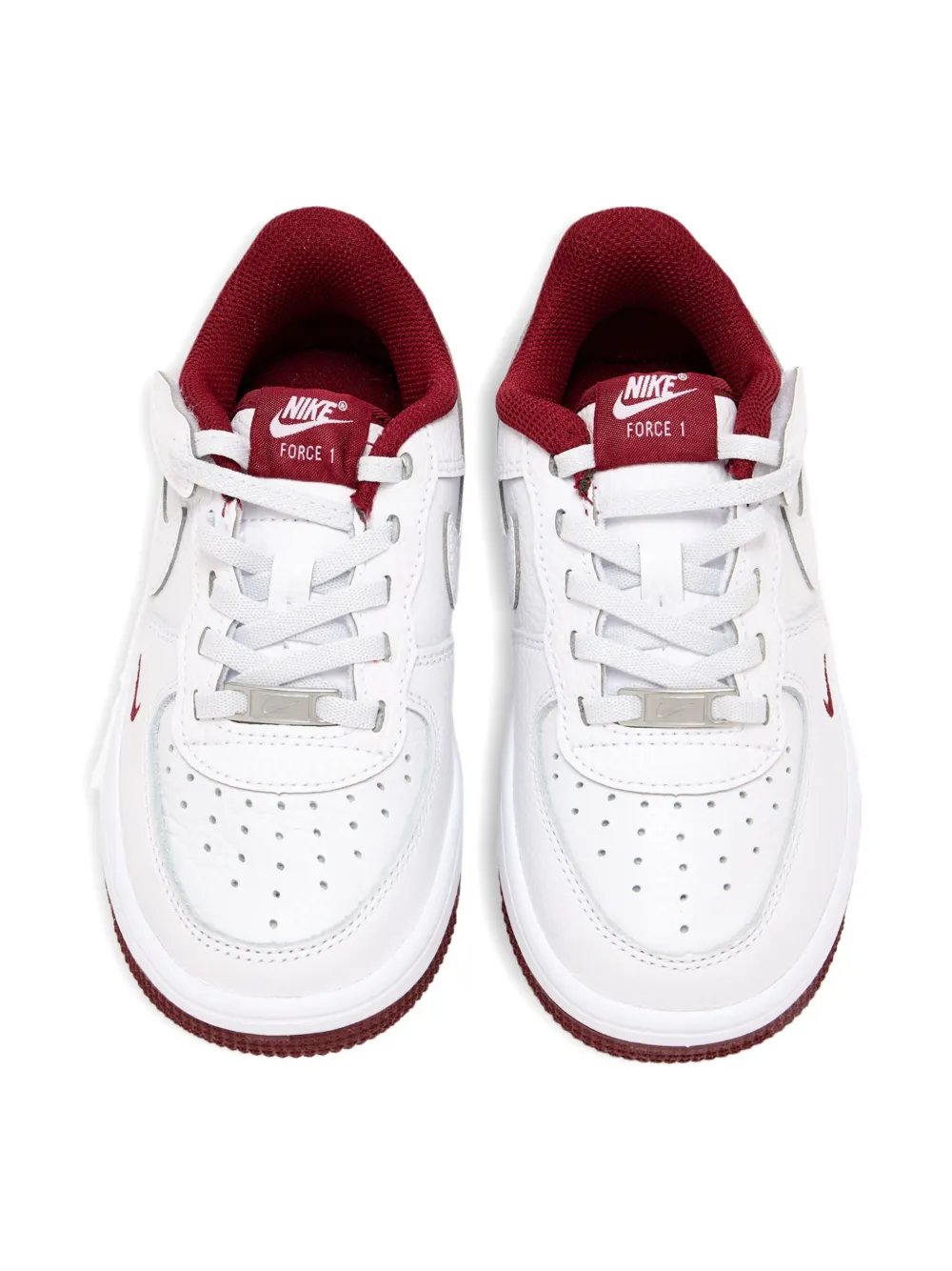 Nike Leather-textured Crimson-trimmed Sneakers In White