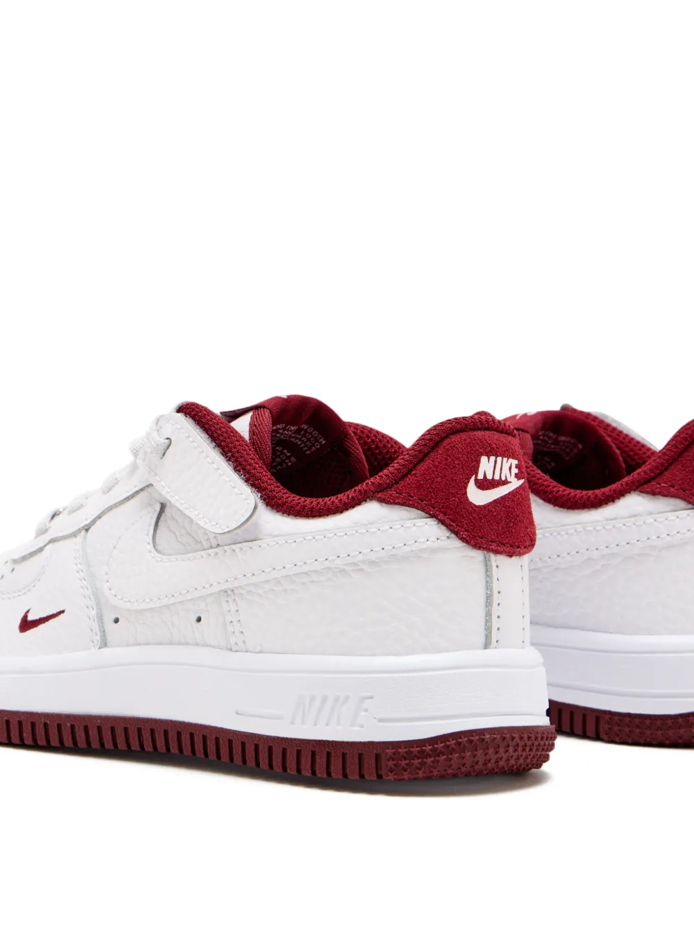 Nike Leather-textured Crimson-trimmed Sneakers In White