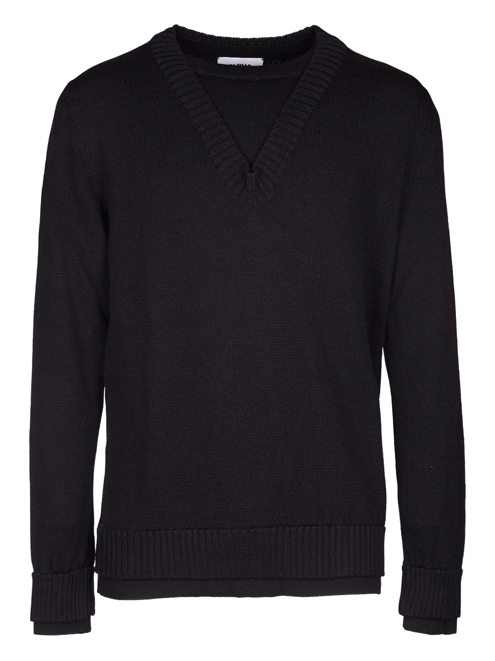 ALPHA STUDIO suéter de canalé con cuello en V | negro | Image 1
