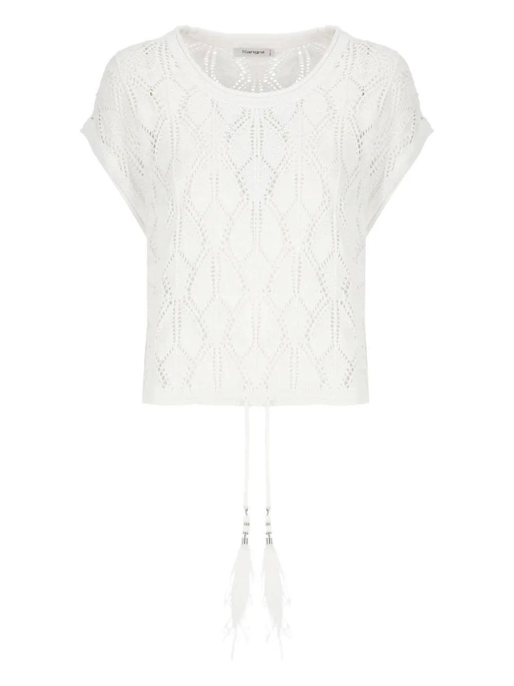 lace-pattern drawstring top