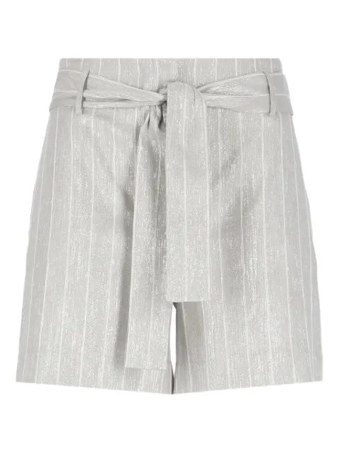 D.Exterior striped belted shorts