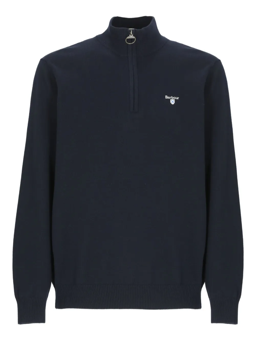 half-zip ribbed-trim sweater