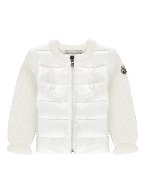 Moncler Enfant logo-patch ruffled-cuff cardigan