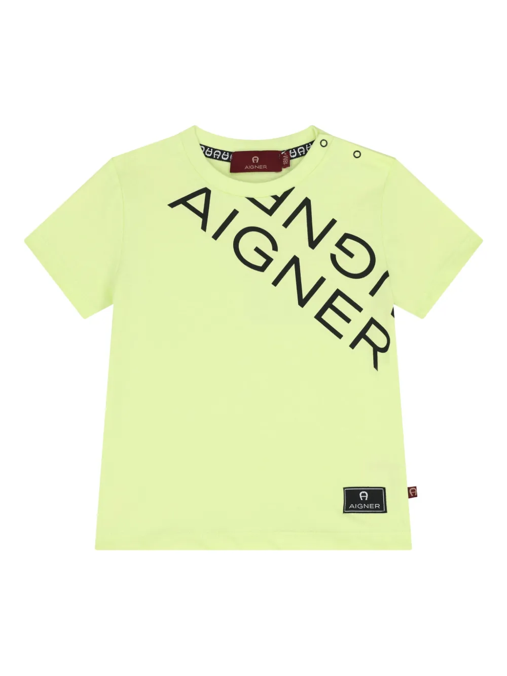 Aigner Kids diagonal-logo T-shirt Groen