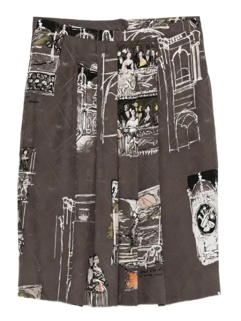 Hermès Pre-Owned 1990s pleated print skirt