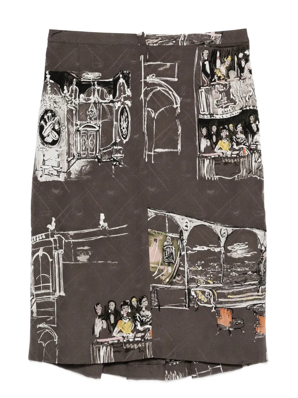 Hermès Pre-Owned 1990s plooirok met print - Bruin