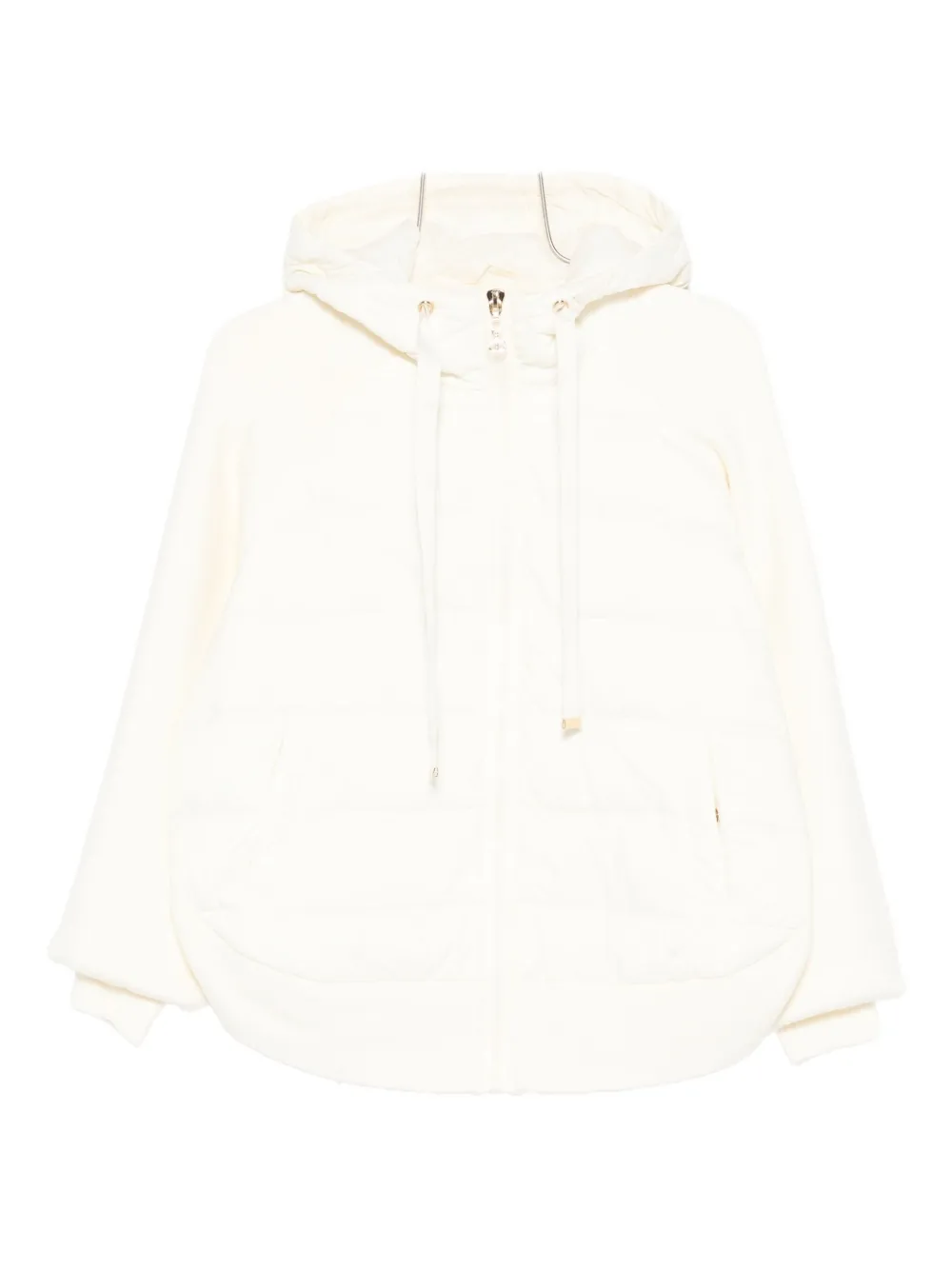 Twinset Twin-set Hooded White Polyamide Jacket In Neutral