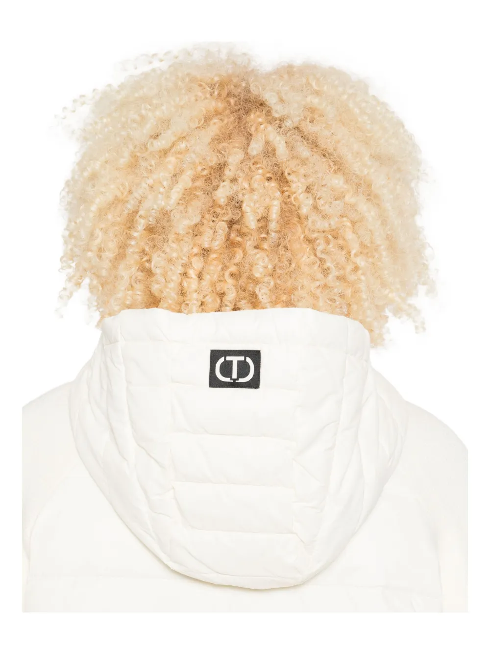 Twinset Twin-set Hooded White Polyamide Jacket In Neutral