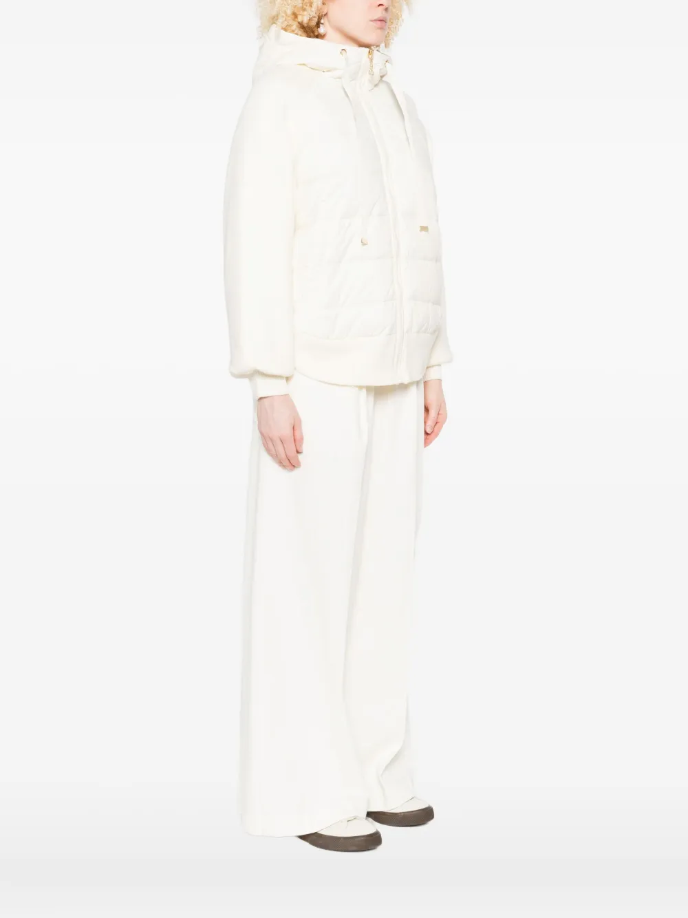 Twinset Twin-set Hooded White Polyamide Jacket In Neutral