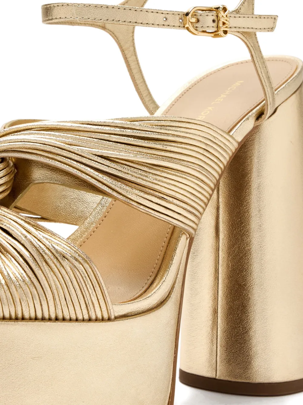 Michael Kors 140mm Alessia Pleated-knot Platform Sandals In Neutral