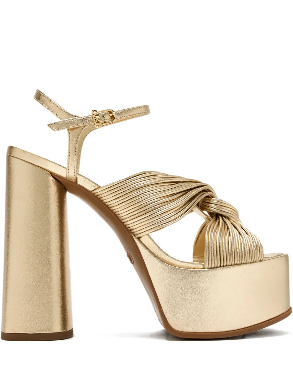 Michael Kors 140mm Alessia Pleated-knot Platform Sandals In Neutral