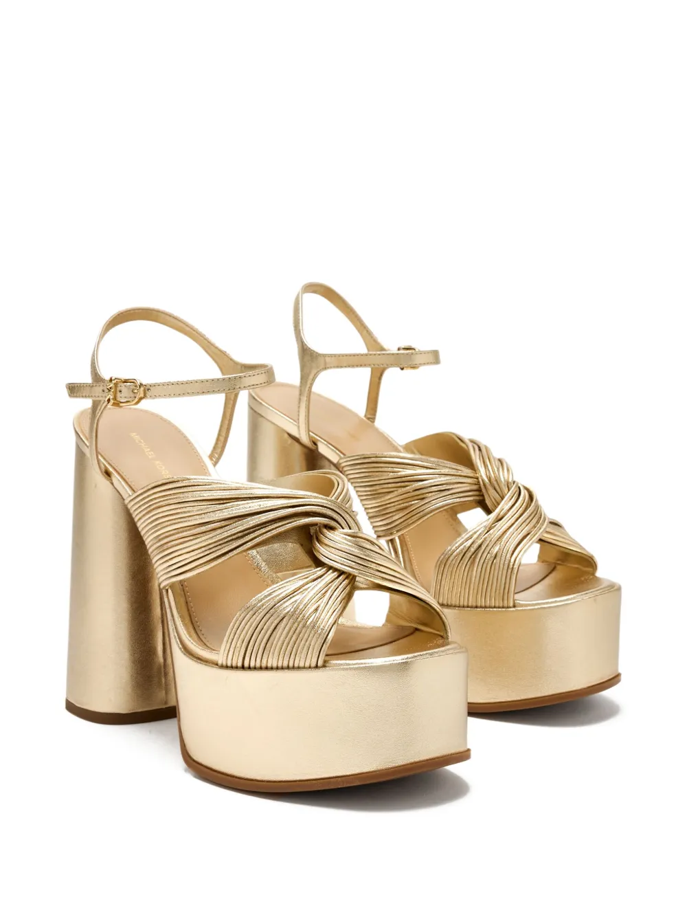 Michael Kors 140mm Alessia Pleated-knot Platform Sandals In Neutral