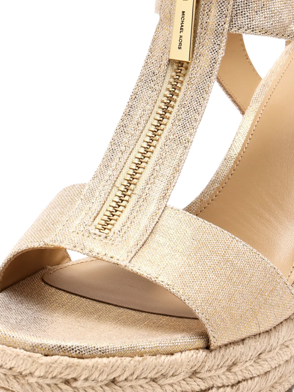 Michael Kors 100mm Berkley Zip-front T-bar Espadrilles In Neutral