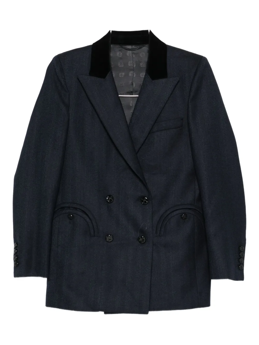 Blazé Milano Blaze Milano  Dark Blue Wool And Mohair Blazer Maine In Blue