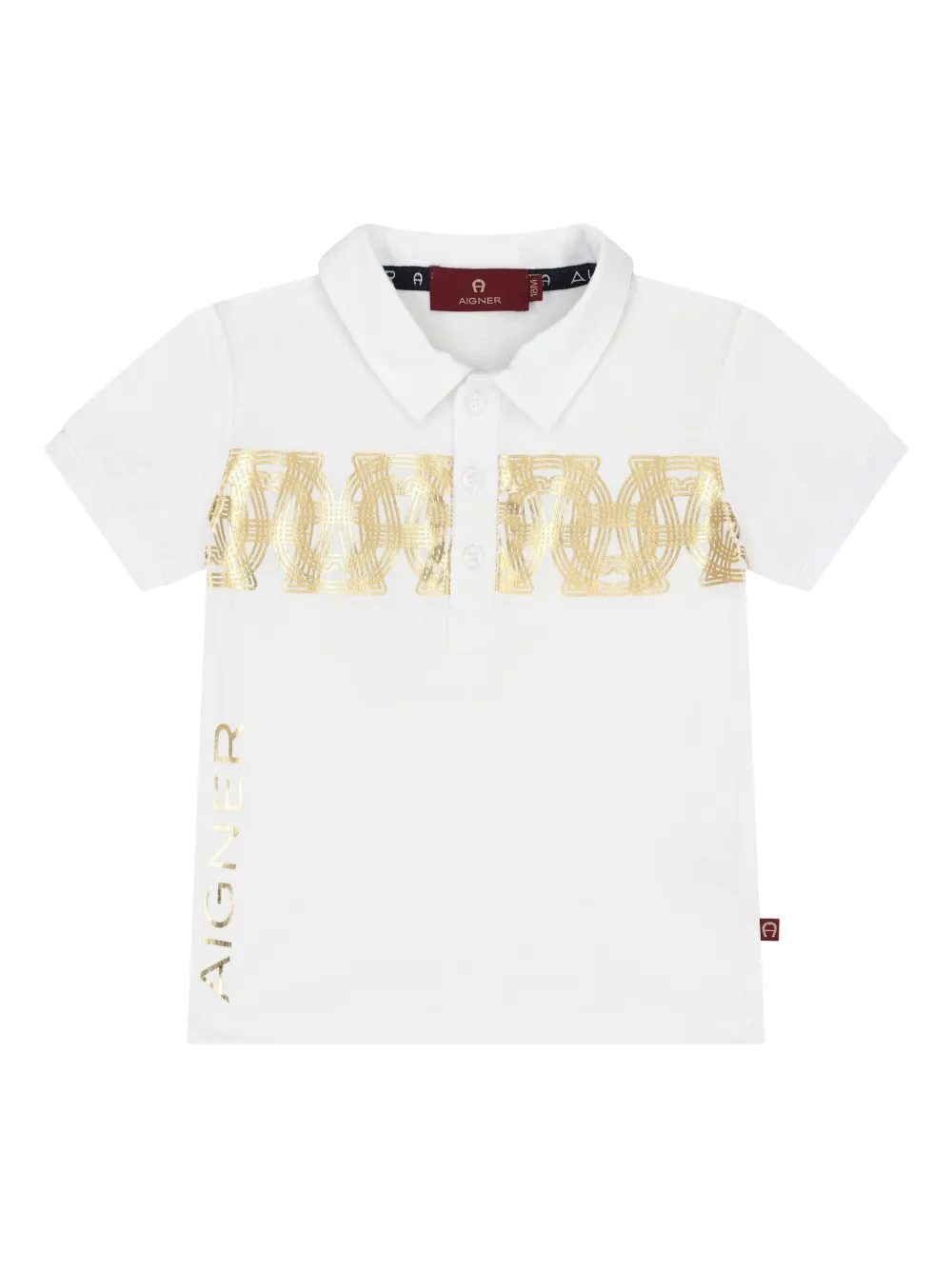 Aigner Kids logo cotton polo shirt Wit