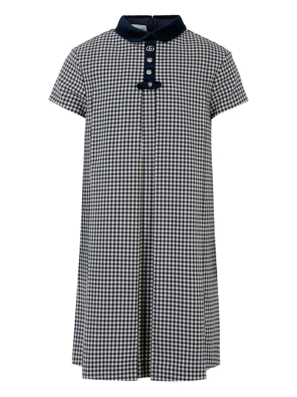 Gucci Kids gingham-check collared midi dress Blauw