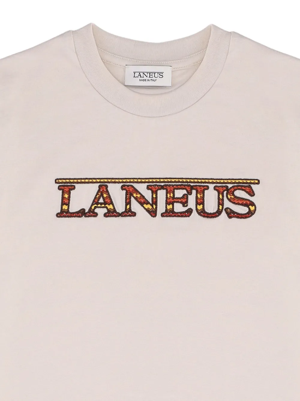 Laneus Jersey T-shirt met geborduurd logo Beige