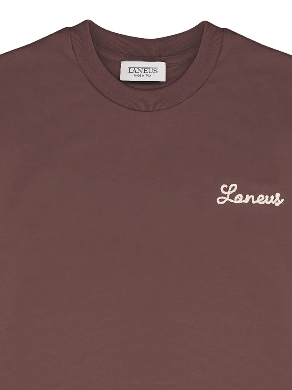 Laneus T-shirt met geborduurd logo Bruin