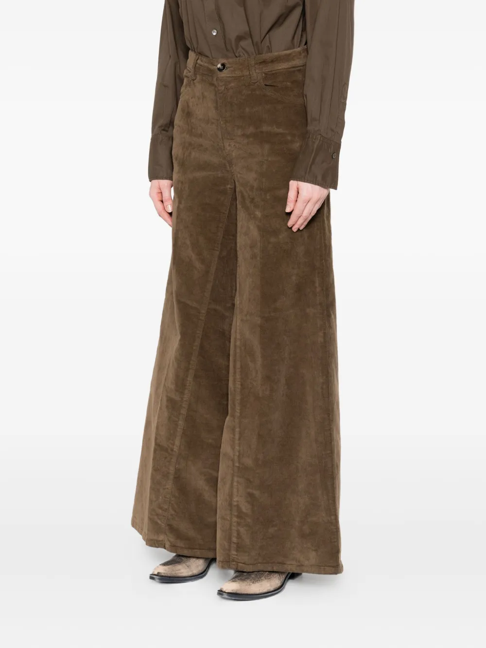 TRUE AVENUE Ribfluwelen broek Bruin