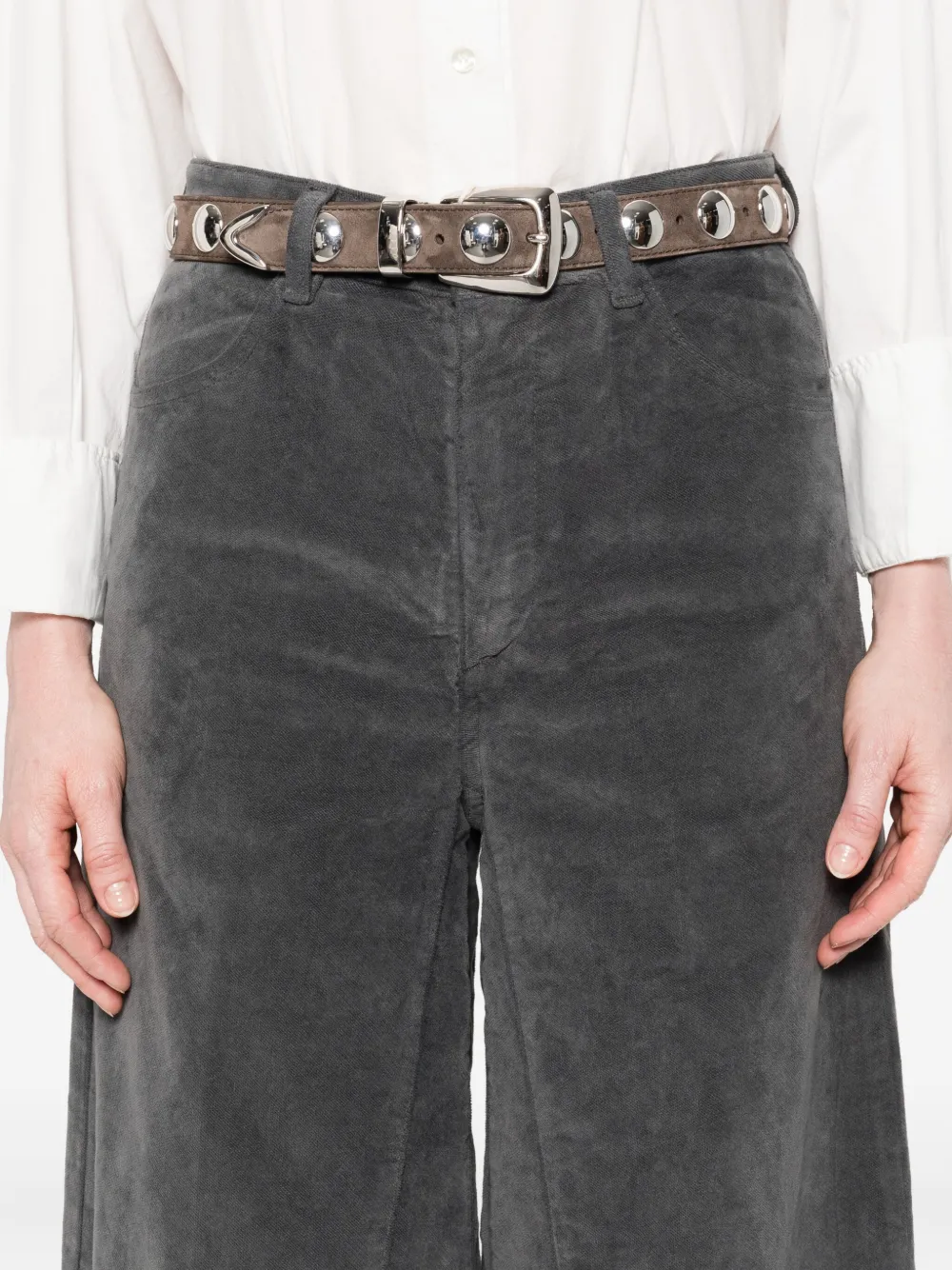 TRUE AVENUE Ribfluwelen broek Grijs