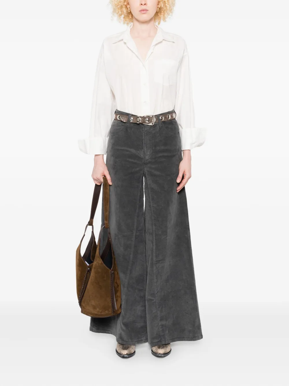 TRUE AVENUE Ribfluwelen broek - Grijs