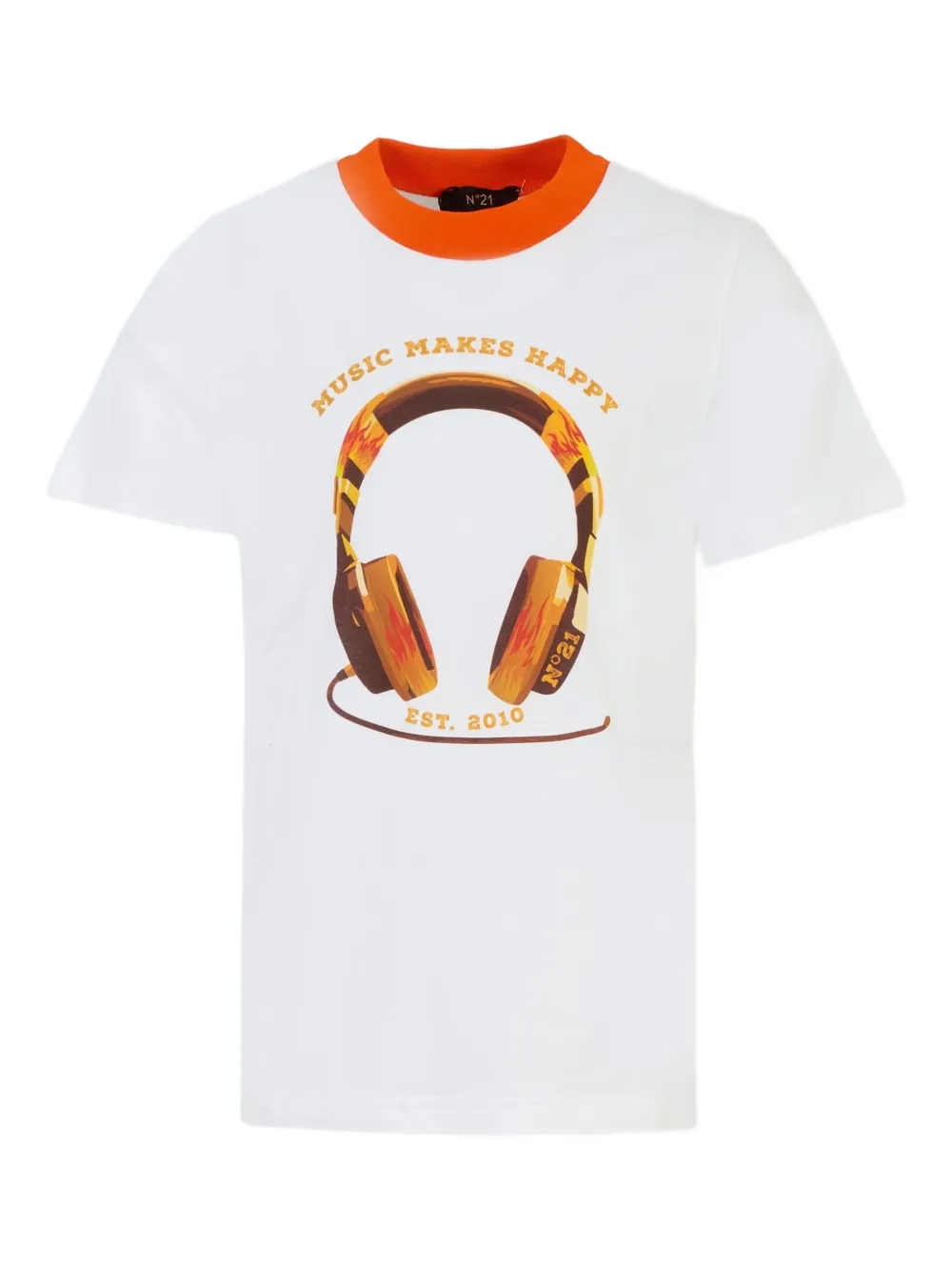 Nº21 Kids headphone-print cotton T-shirt | White | Image 1