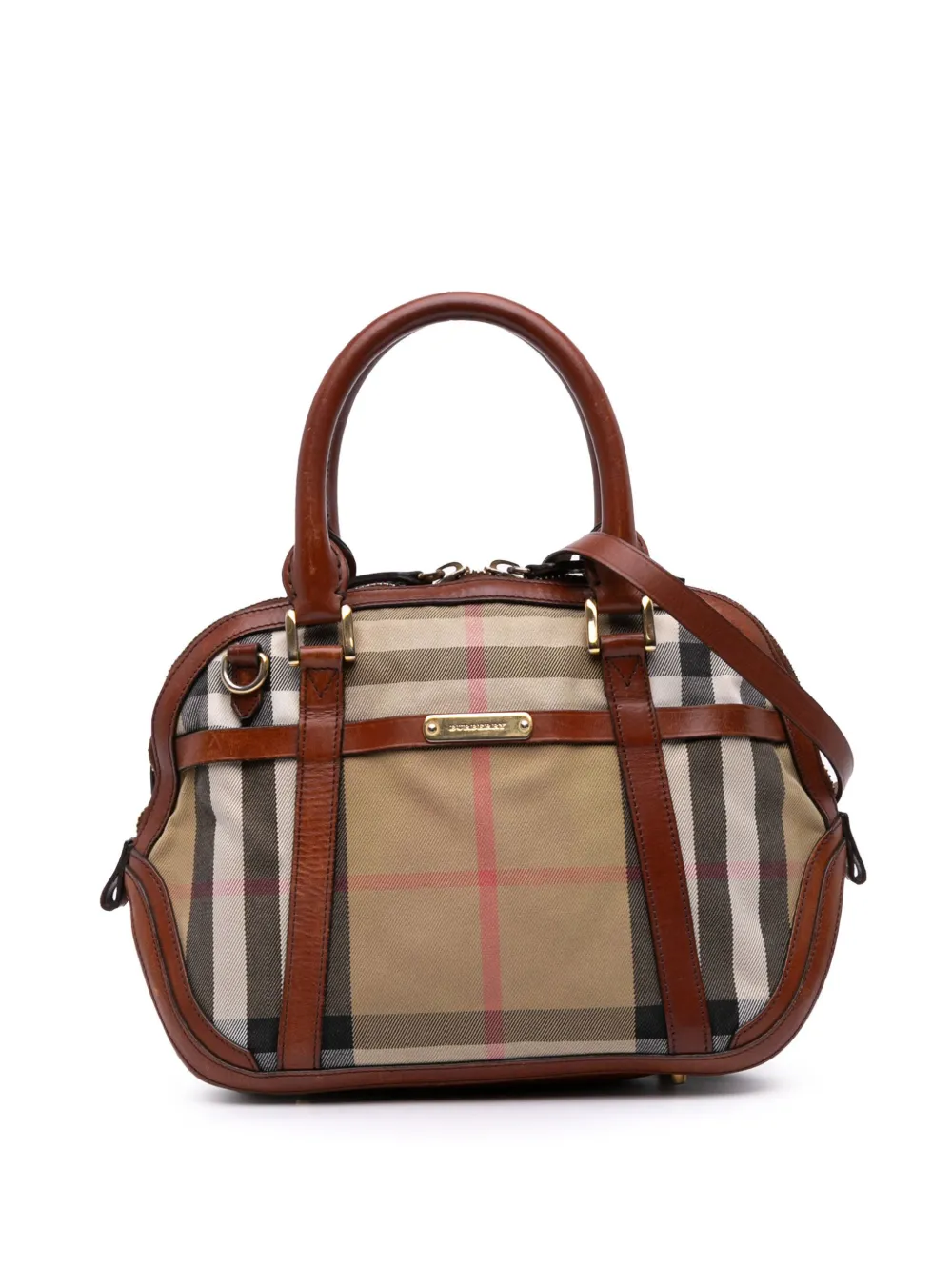 2000-2017 Small Leather Trimmed House Check Canvas Bridle Orchard satchel
