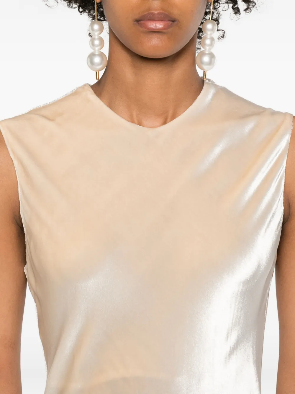 Alberta Ferretti Silk Slip Midi Dress In Neutral
