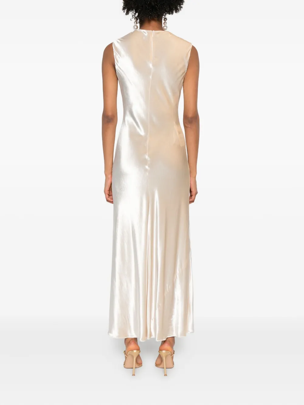 Alberta Ferretti Silk Slip Midi Dress In Neutral