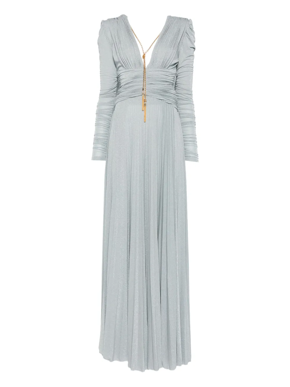pleated V-neck dress