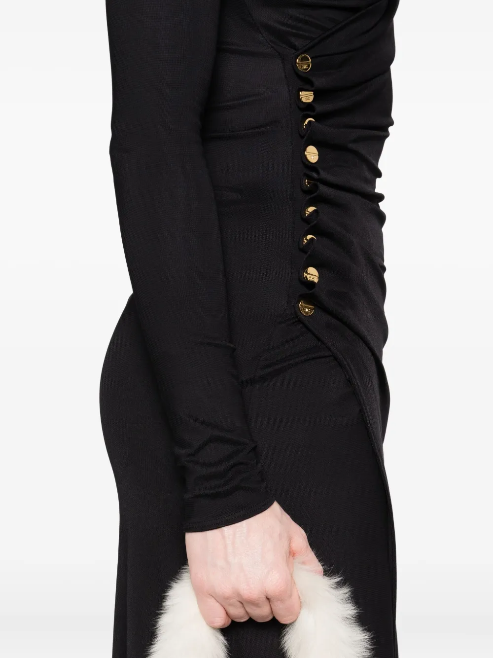 Elisabetta Franchi Gedrapeerde jurk met knoop Zwart