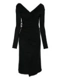 Elisabetta Franchi side-button draped dress - Black