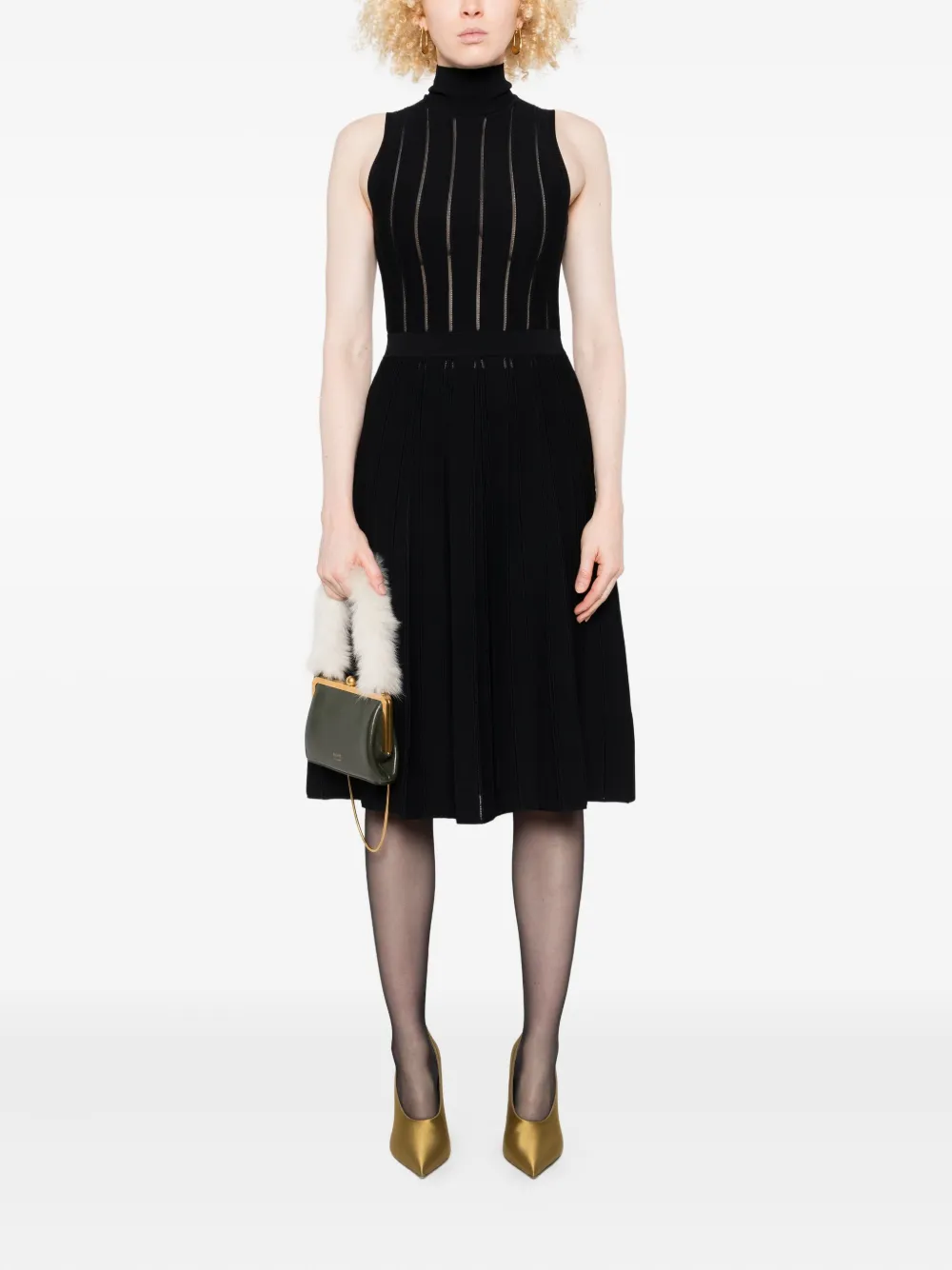 Elisabetta Franchi ribbed high-neck dress - Zwart