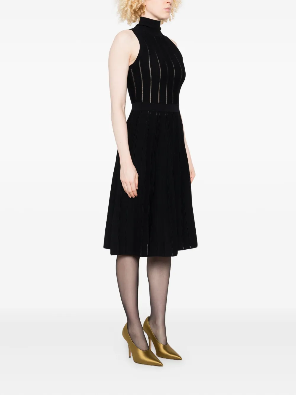 Elisabetta Franchi ribbed high-neck dress Zwart