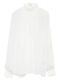 Elisabetta Franchi high-neck gathered silk top - White