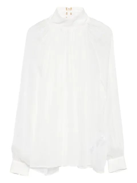 Elisabetta Franchi high-neck gathered silk top