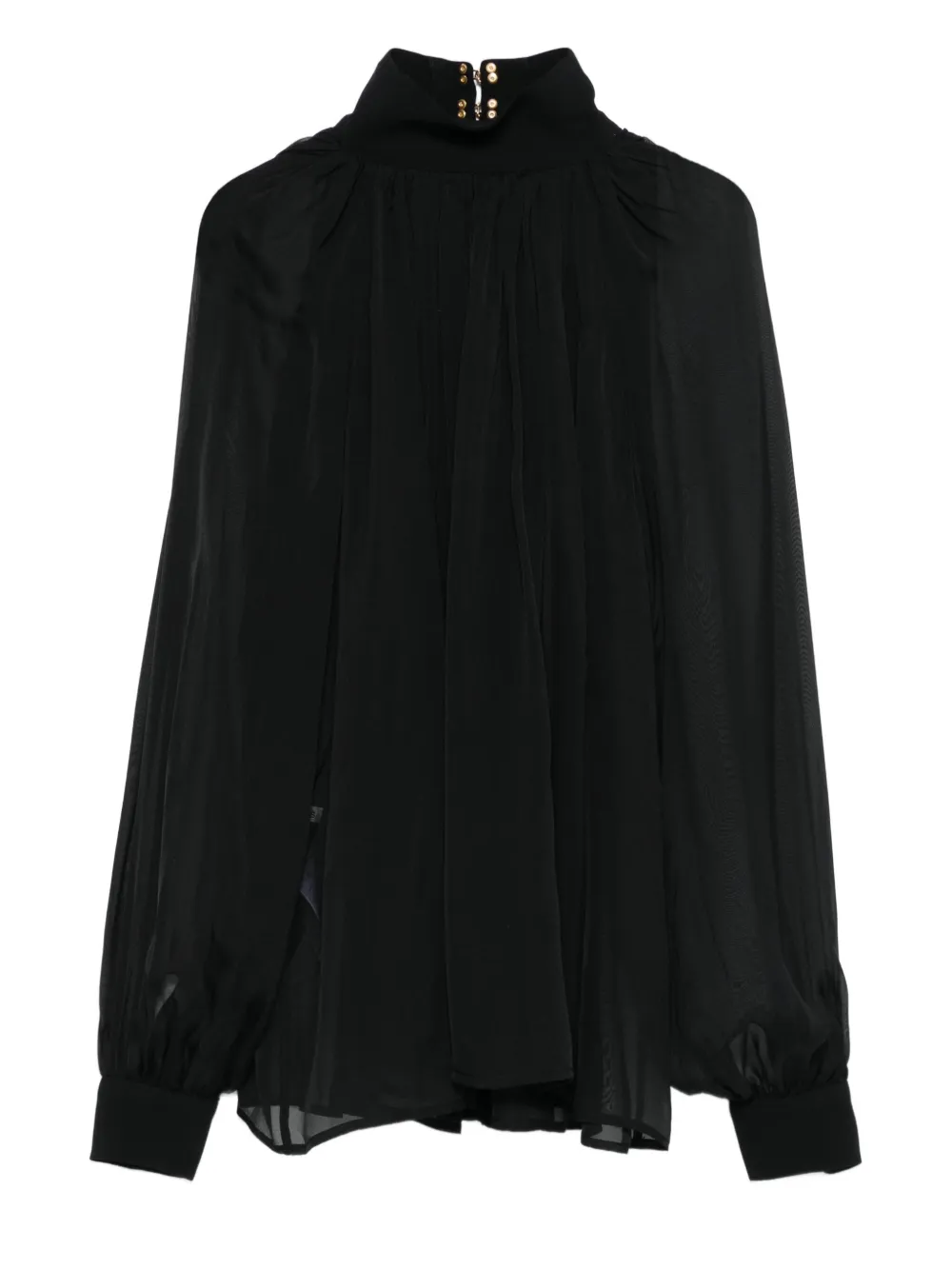Elisabetta Franchi Verfraaide blouse met hoge hals Zwart