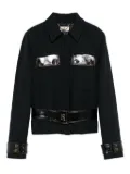 Elisabetta Franchi patent-trimmed belted jacket - Black