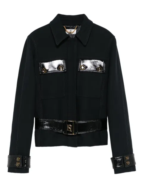Elisabetta Franchi patent-trimmed belted jacket