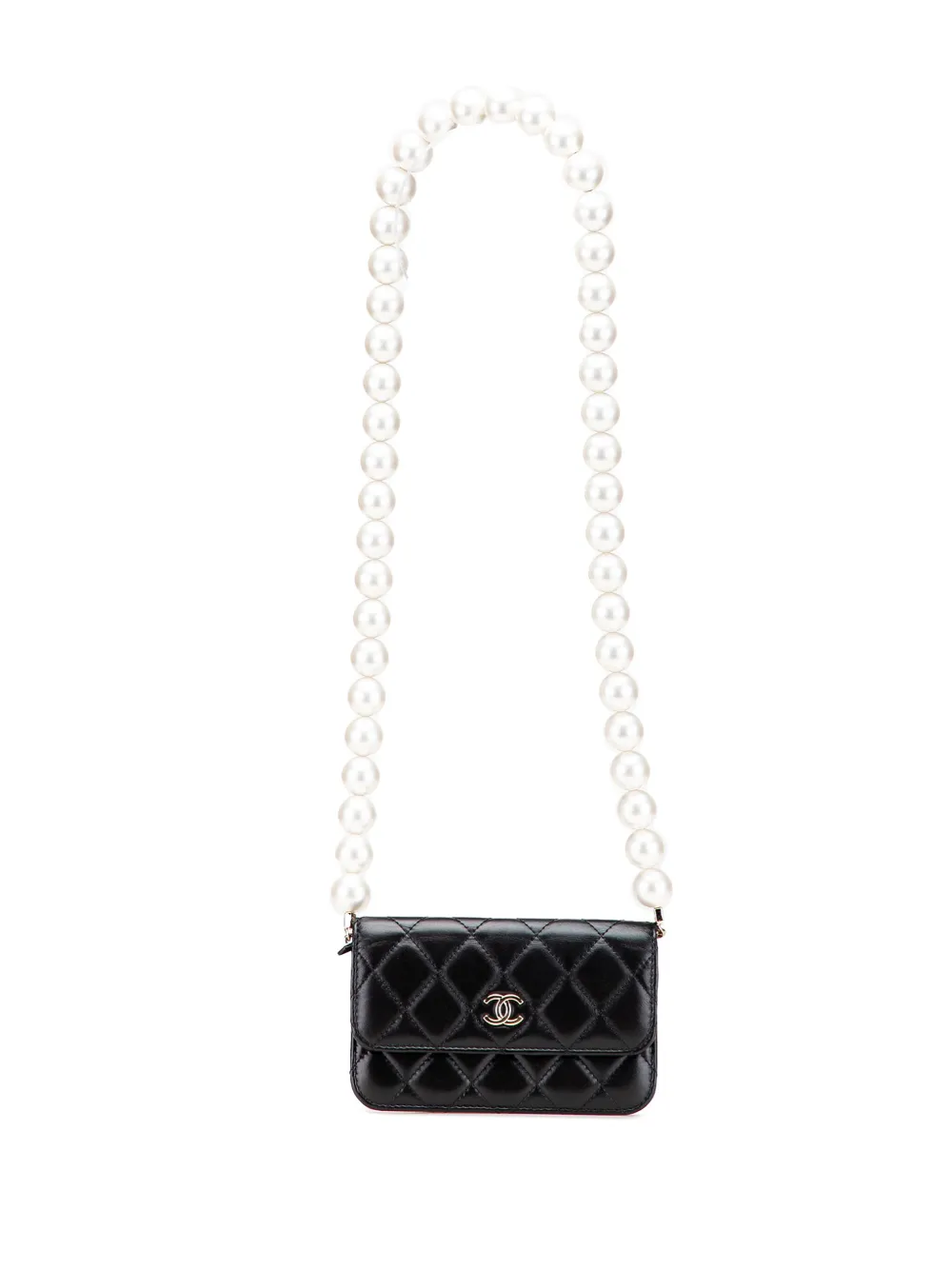 CHANEL Pre-Owned 2021 マトラッセ カーフスキン マキシ パール クラッチウィズチェーン ショルダーバッグ - ブラック CHANEL Pre-Owned 2021 マトラッセ カーフスキン マキシ パール クラッチウィズチェーン ショルダーバッグ - ブラック